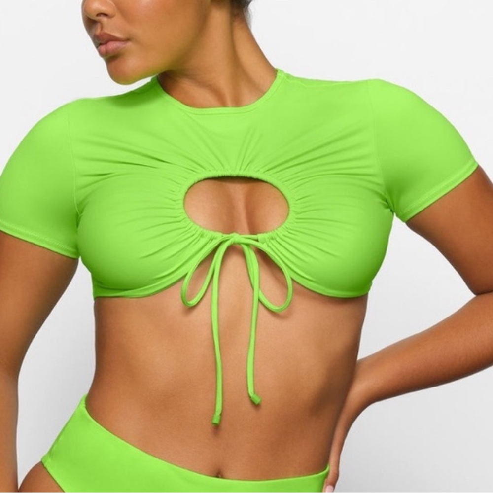 SKIMS NWOT Swim Ruched Top - Neon Green